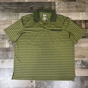 Duluth Trading Men’s Size XL Striped Athletic Polo Shirt Green Two Tone Top